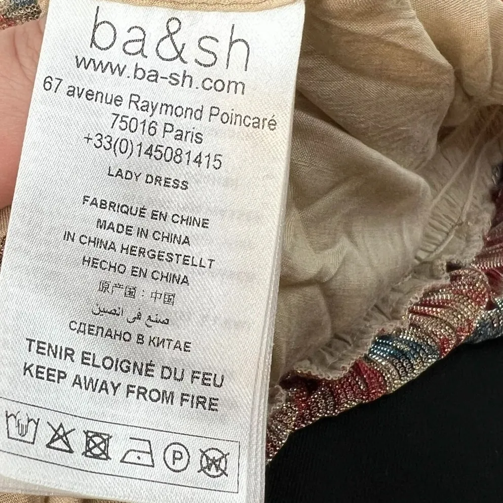 ba&sh Athena Dress Maxi Floral Print Metallic Sparkly Red Blue Size 3 US 8 - Image 17