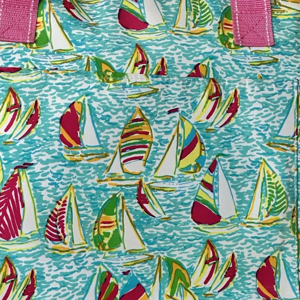Lilly Pulitzer You Gotta Regatta Insulated Beach Tote Cooler Shopping sailboats - Image 6