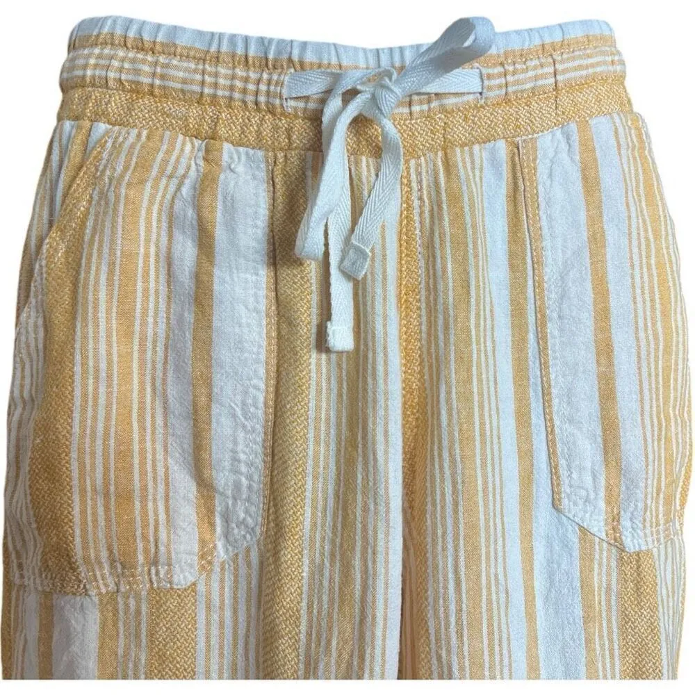 Womens Cato 1964 Linen Pull-On Drawstring Striped Boho Pallazo Pants  Sz XS - Image 2