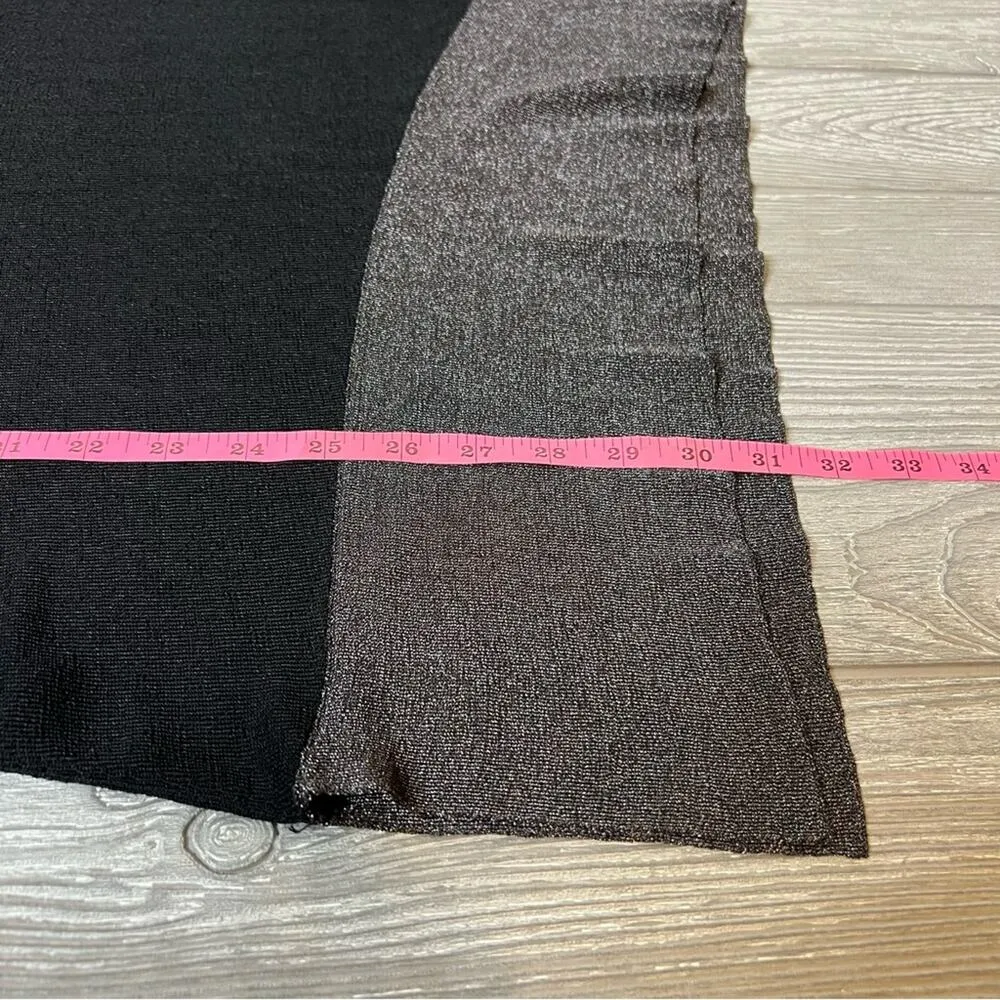 Eileen Fisher Black silver Rayon Nylon Crinkle Round Neck Tunic asymmetric sz XL - Image 4