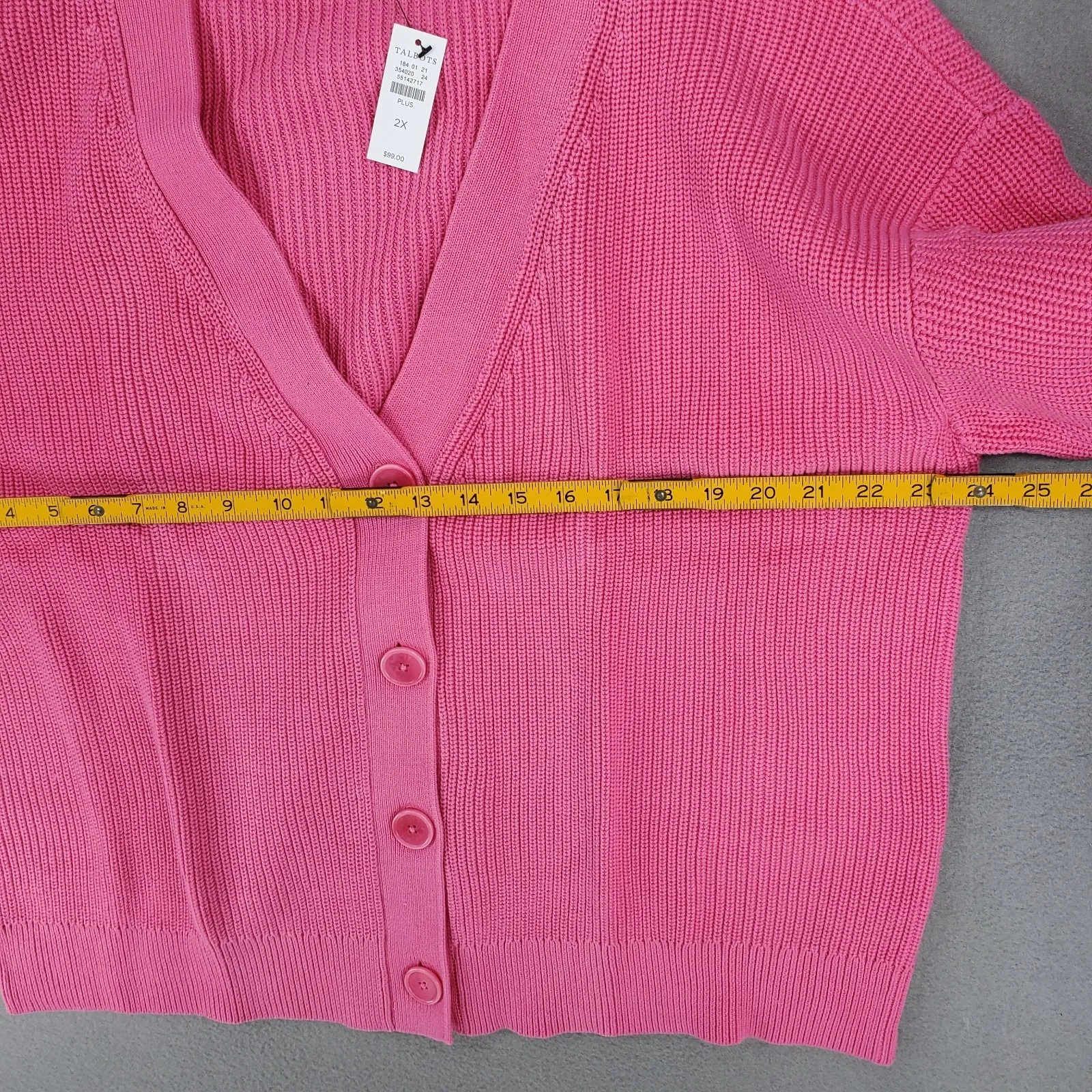 New Talbots Sweater Women 2X Pima Cotton Shaker Stitch Button Front Cardigan Pin - Image 4