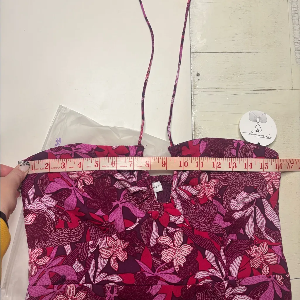 Sincerely Jules Floral Halter Maxi Dress Size Large 12-14 New Ruched Sleeveless - Image 3