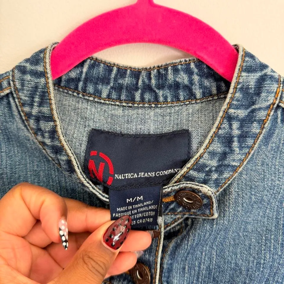 Y2K NAUTICA JEANS COMPANY DENIM MOTO STYLE JACKET - Image 4