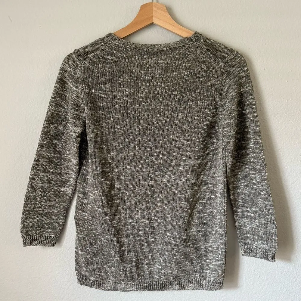 Massimo Dutti Womens Metallic Thread V-Neck Pullover 3/4 Sleeves Sweater Size S - Image 3