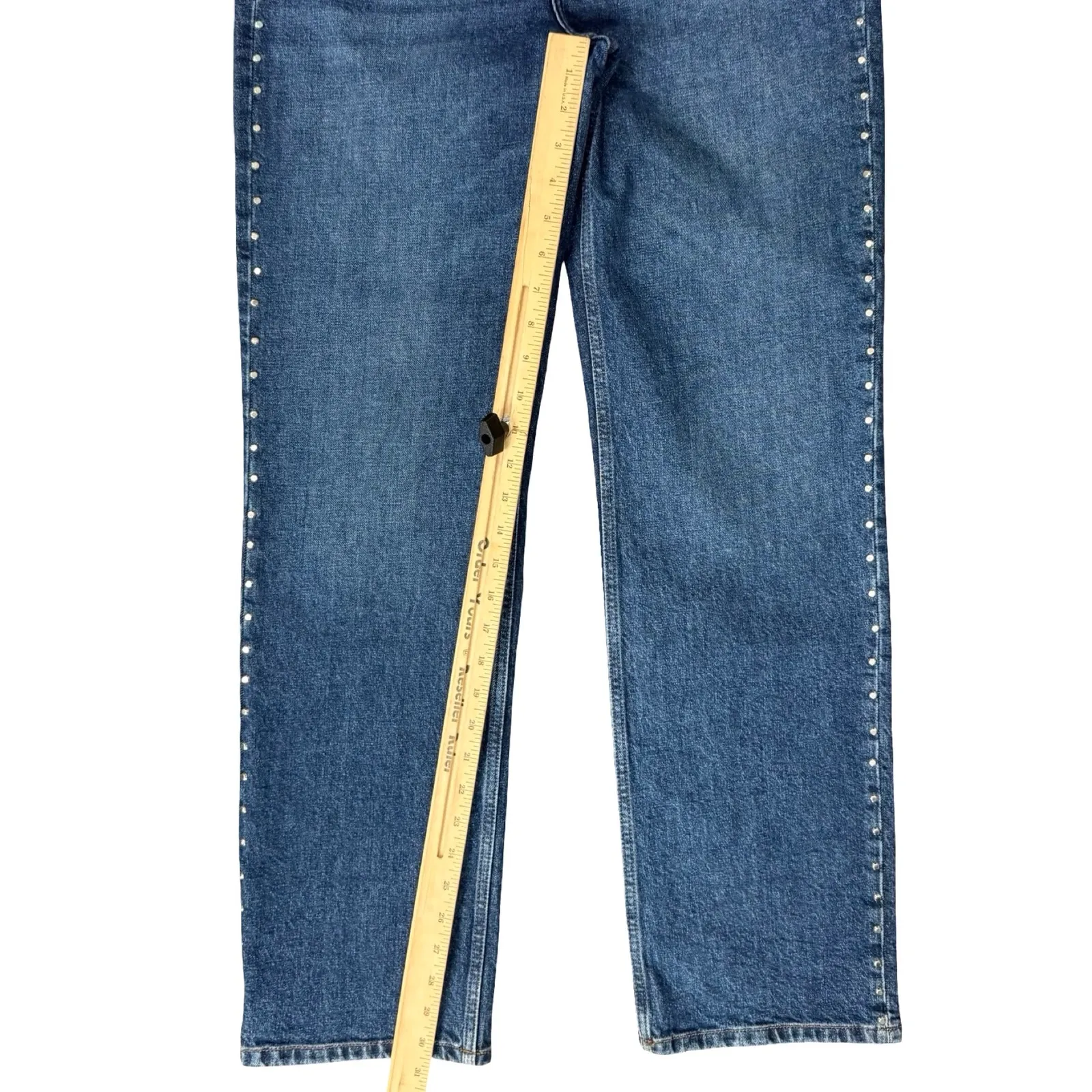 The Kooples Katy Blue Earth Dot Silver Studded Straight Leg Denim Jeans size 28 - Image 7