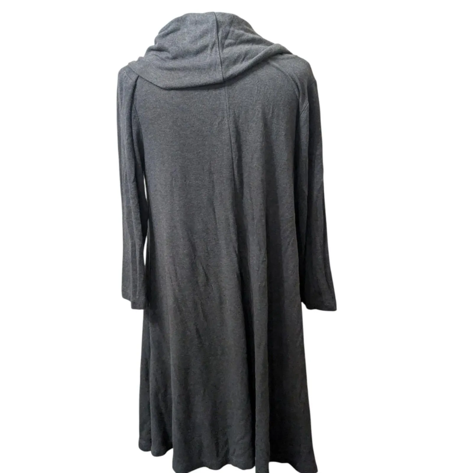 Artisan NY Charcoal Gray Cowl Neck Sweater Dress Minimalist Lagenlook Chic - Image 9
