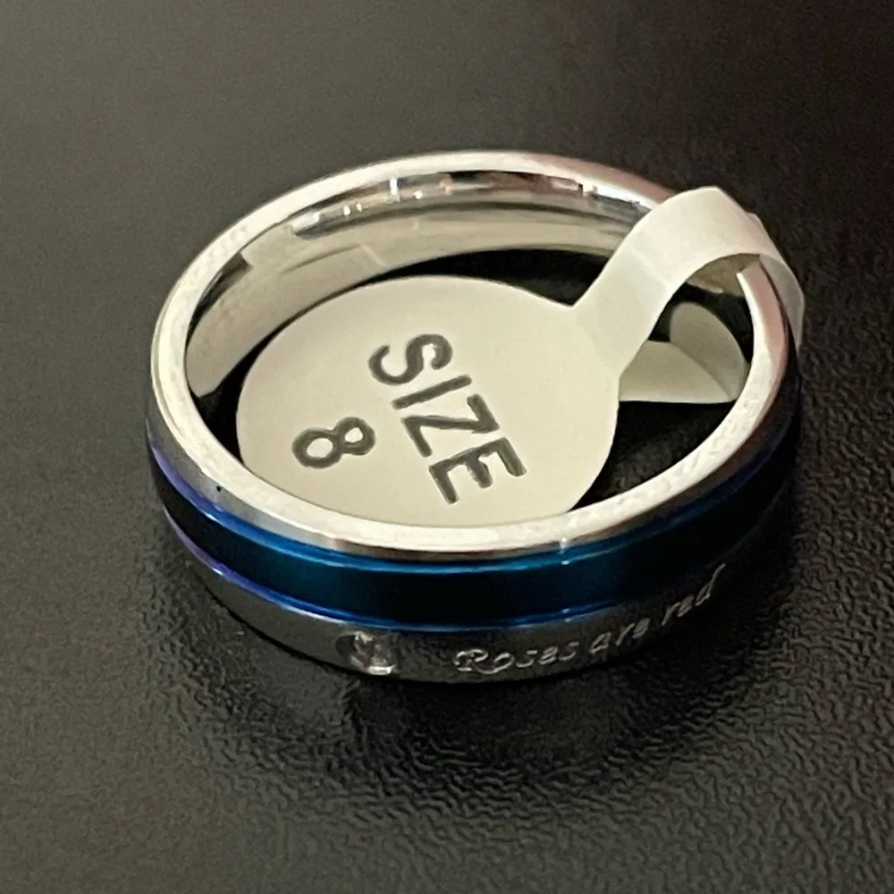 Blue silver titanium roses are red ring size 8 - Image 8