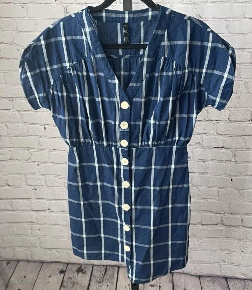 Zara  Blue Plaid Checked Button Up Size XS - Image 3