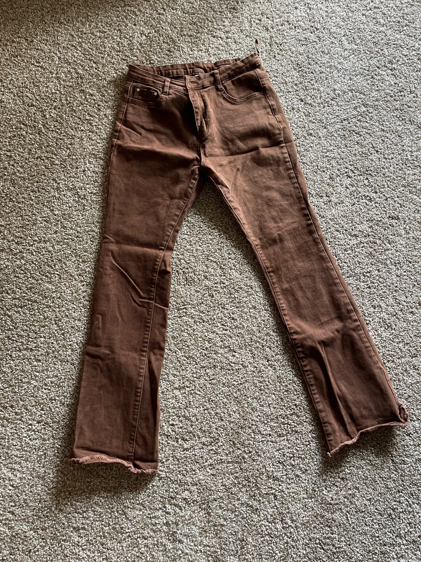 Brown Flare Jeans Stretchy Size L - Image 2