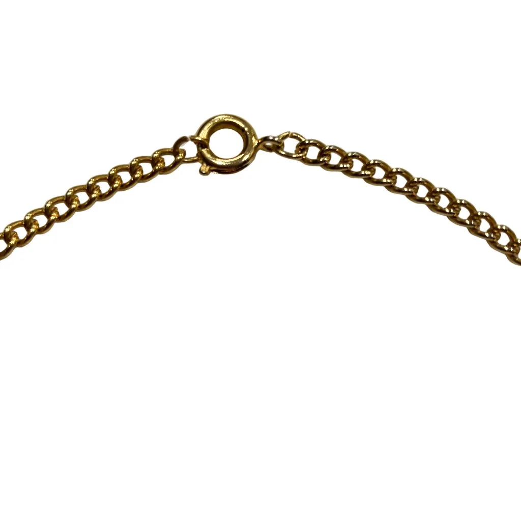 Vintage 60s 70s Agate Gold Tone Statement Necklace Boho Retro Large Cabochon 23” - Image 8