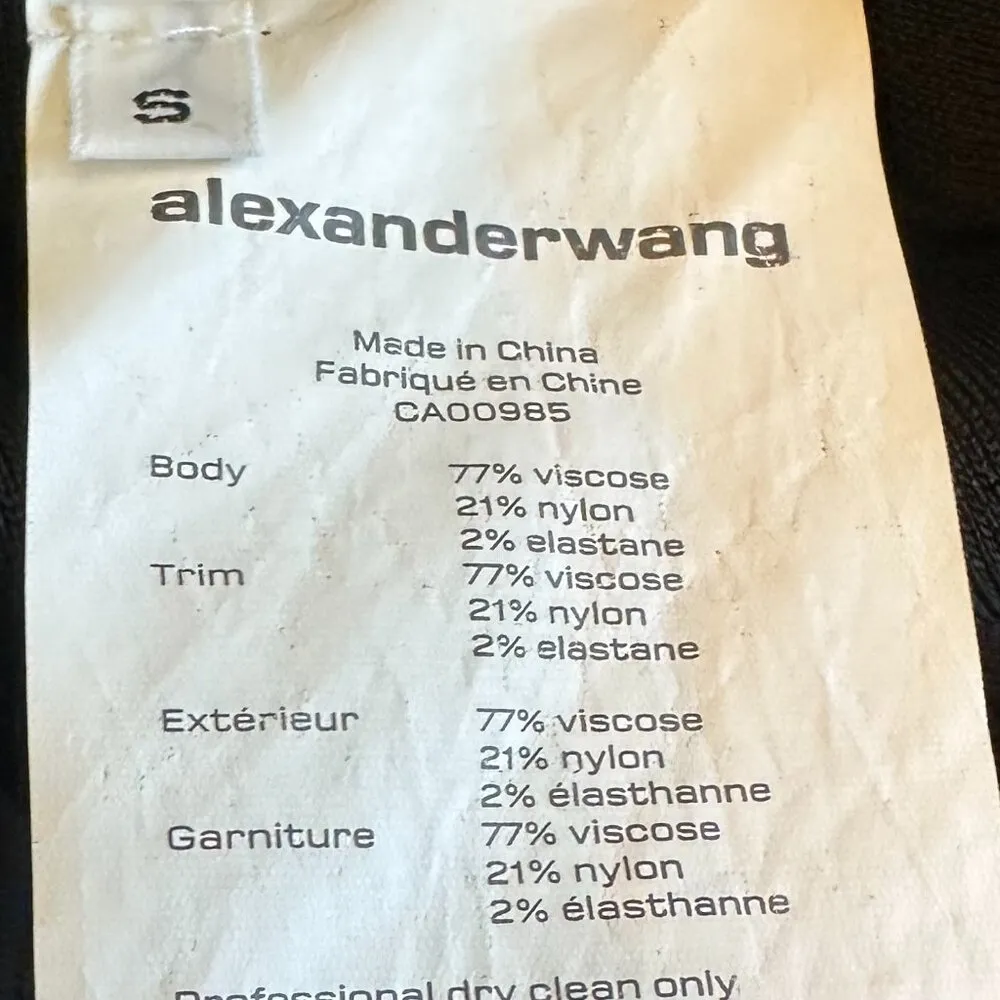 Alexander Wang Black Fitted Bodycon Dress Turtle Neck Cold Shoulder Size Small - Image 12