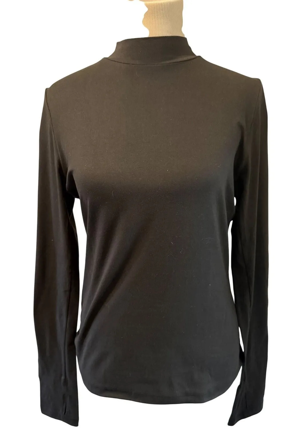 Rebody Black Long Sleeve Mock Neck Top Performance Athletic Women's Size L Size L - Image 1