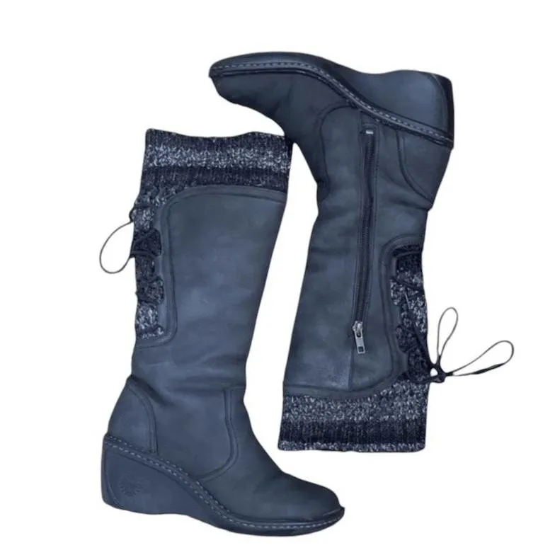UGG Skylair Womens Gray Vintage Knee-High Wedge Heel Knit Cuff Boots - Image 6