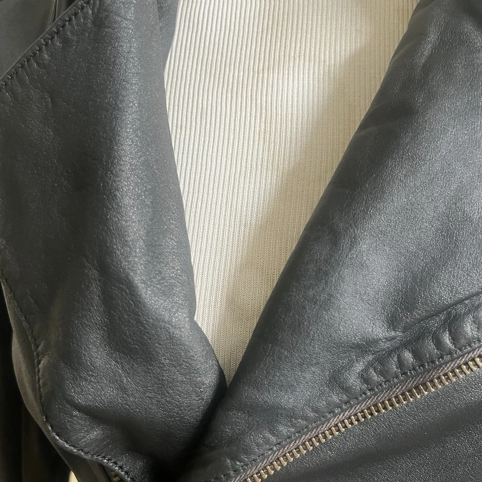 Vintage Wells Of Nottingham Genuine Leather Jacket Super Glazed Napa Moto Style Black Size M - Image 8