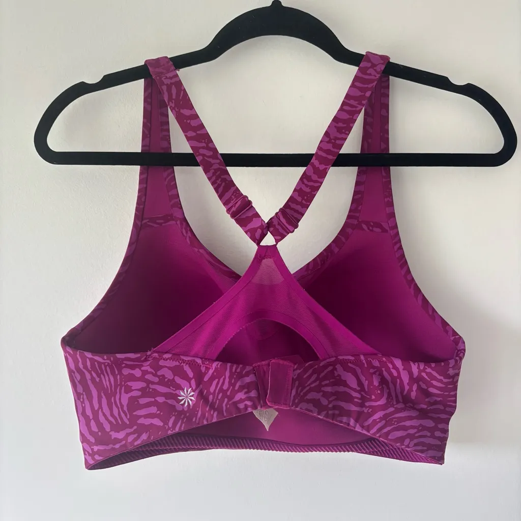 Athleta Advance Printed Sports Bra Fiji Magnolia Pink Animal Striped Zebra 36D - Image 4