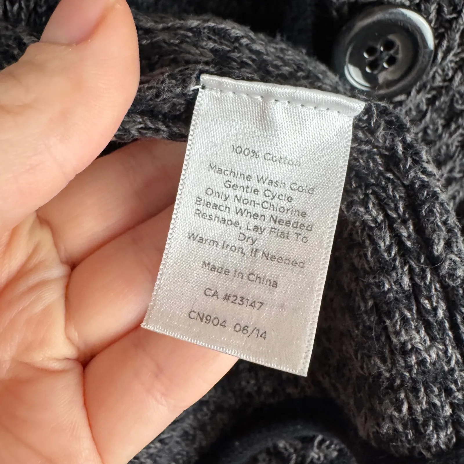 Talbots Womens Button Front Cardigan Sz MP‎ Grey Knit Sweater Fisherman Comfort - Image 6