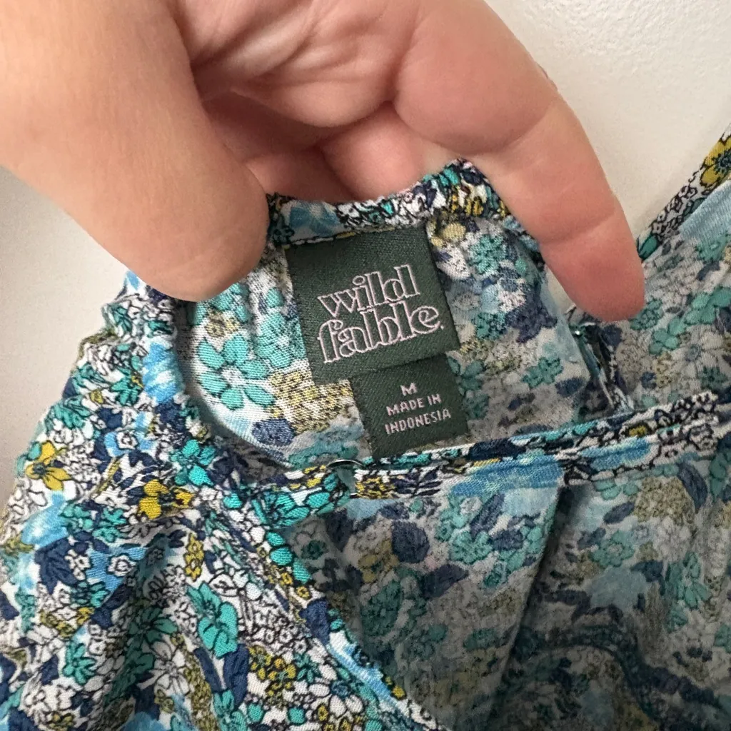 Women’s Wild Fable Floral Sun Dress in Blue and Green Size: M - Image 4