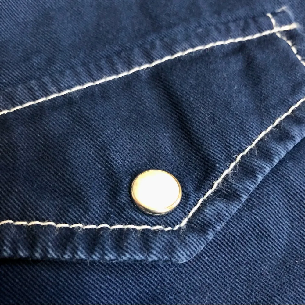 Cowboy Denim Jean Romper Dark Wash Western Pearlized Buttons size Med - Image 12