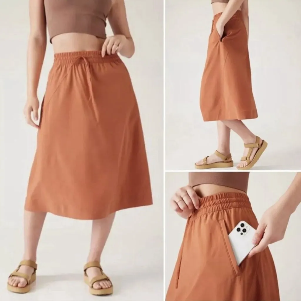NWT Athleta Arrival Skirt Orange Midi Maxi Womens Size 18 Plus Orange Clay - Image 2