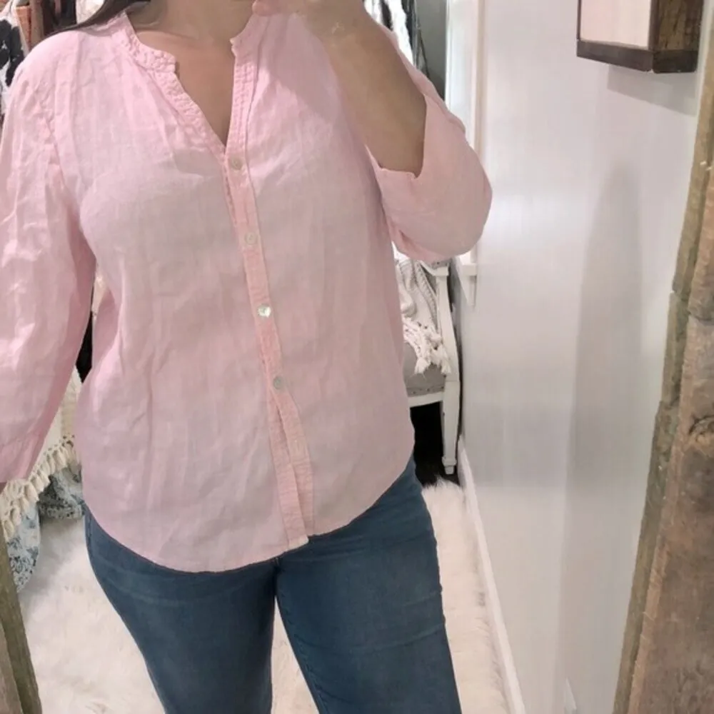 Hot Cotton size medium pink linen top - Image 2