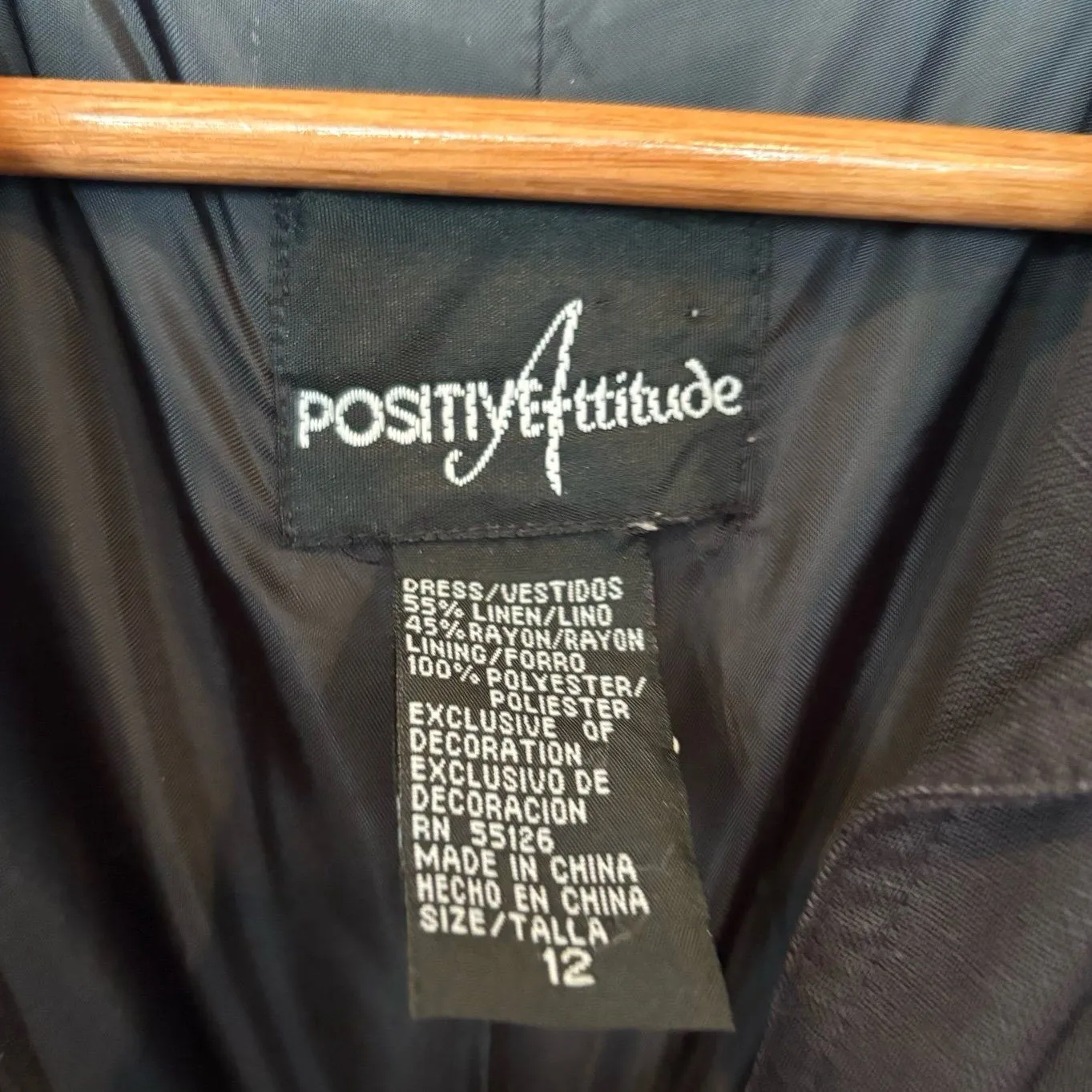 Positive Attitude Black Button Up‎ Front Midi Dress Size 12 - Image 6