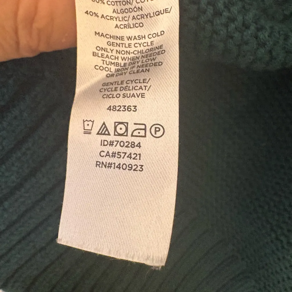 LOFT Forest Green Open Front Knit Cardigan Sweater S Longline Classic Layering - Image 4