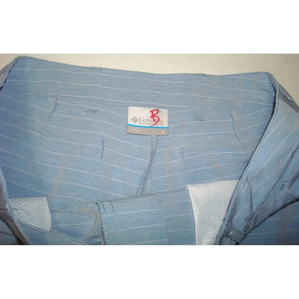 Womens 8 New NWT Columbia PFG Reel Relaxed Shorts Pockets White Blue Stripe UPF - Image 7