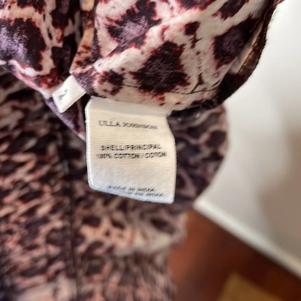 Ulla‎ Johnson Purple Printed Shibori Poplin Colette Midi Puff Sleeve Dress - Image 13