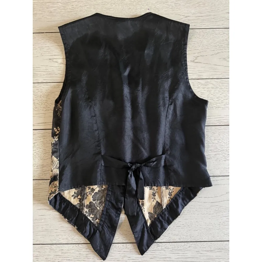 Judy Knapp vintage floral vest made in the USA size medium Black - Image 4