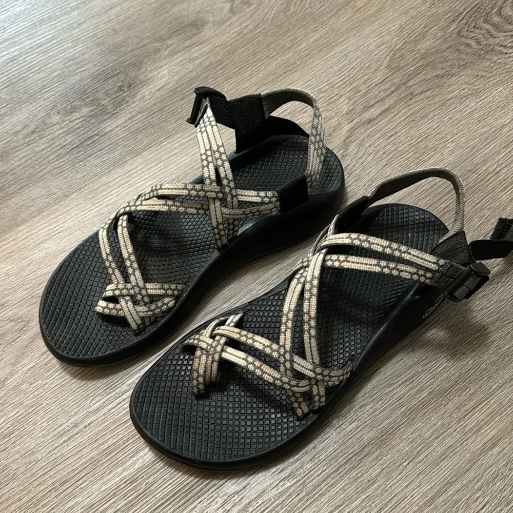 Chaco Womens Zx/2 Sandals Yampa Light Beam Gray Cream Pattern Hiking Outdoor 9 - Image 2