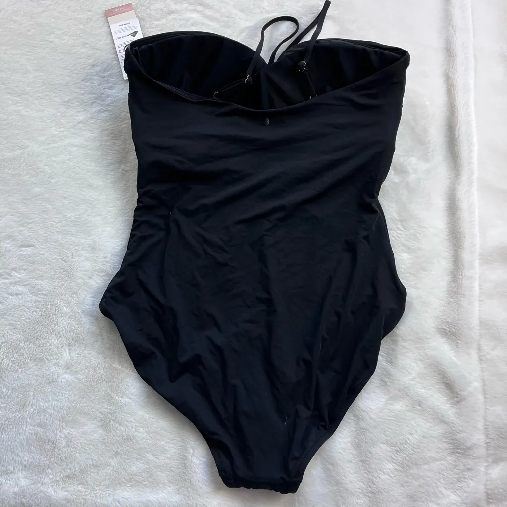 Calia Shirred Cutout One Piece Pure Black Size 16 - Image 5