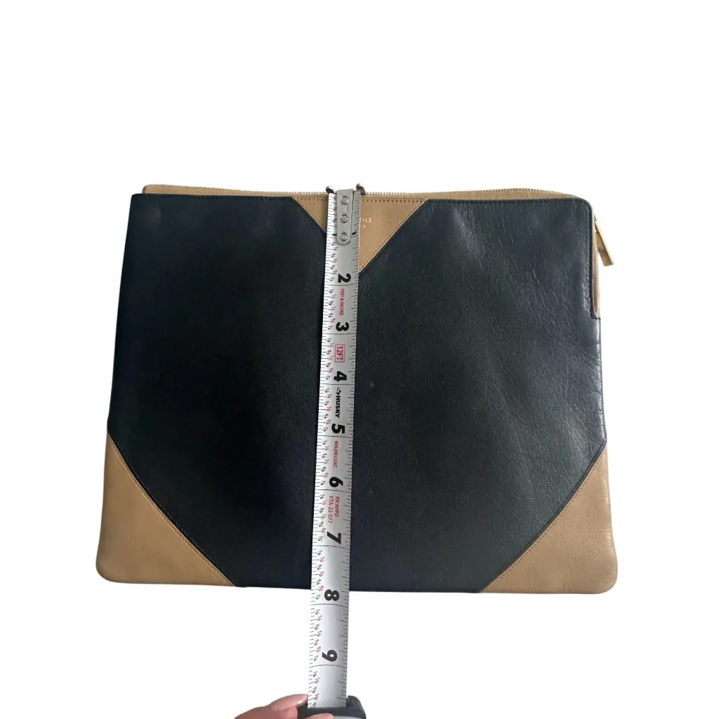 CELINE Colorblock Envelope Logo Leather Clutch Zip Handbag - Image 5