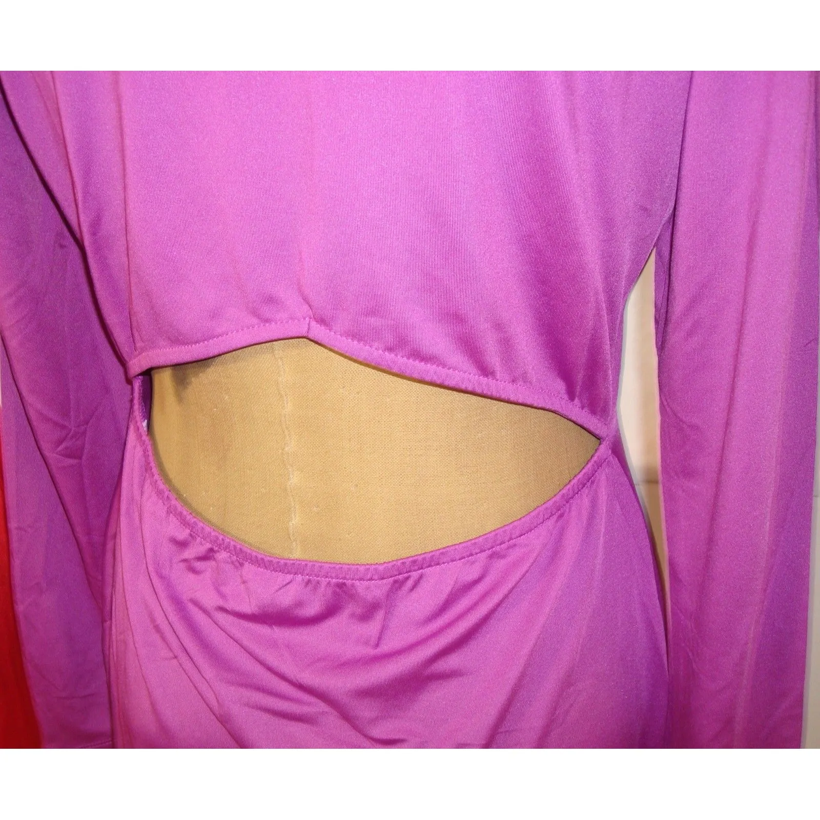 New Womens NWT Vero Moda $80 Open Back Dress Wild Aster Pink Purpl S Long Sleeve - Image 6