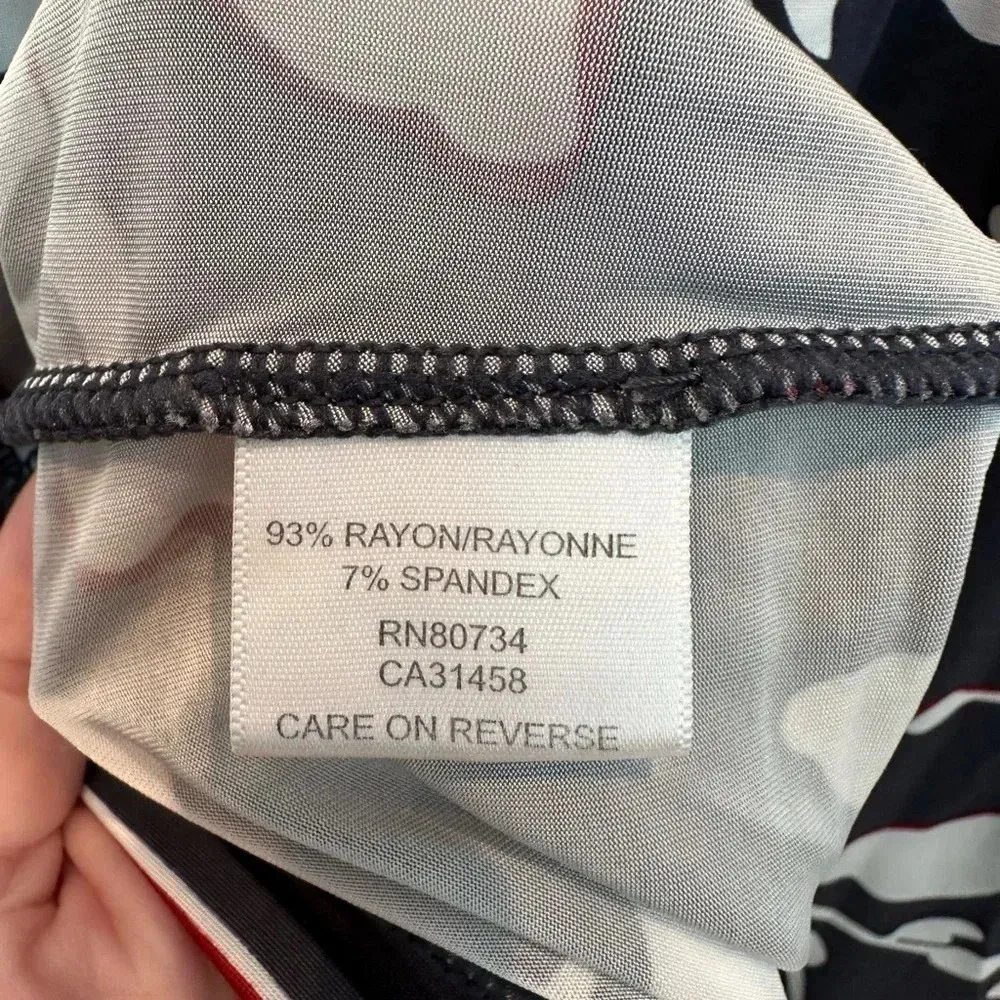 Vintage BCBGMAXAZRIA Y2K Navy Red Bohemian Floral Shift Dress Size M Medium - Image 9