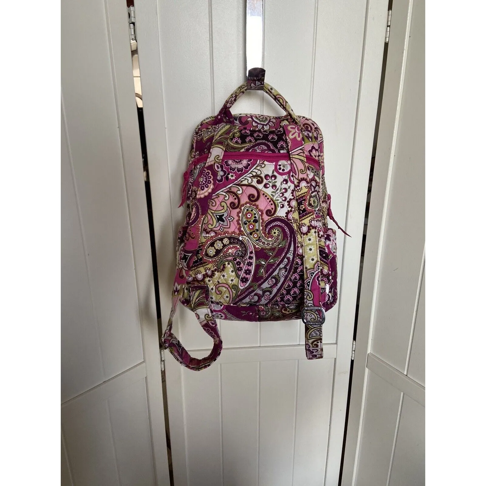 Vera Bradley Very Berry Paisley Small Backpack Bag Plum & Pink Retired‎ 12" X 9" - Image 5