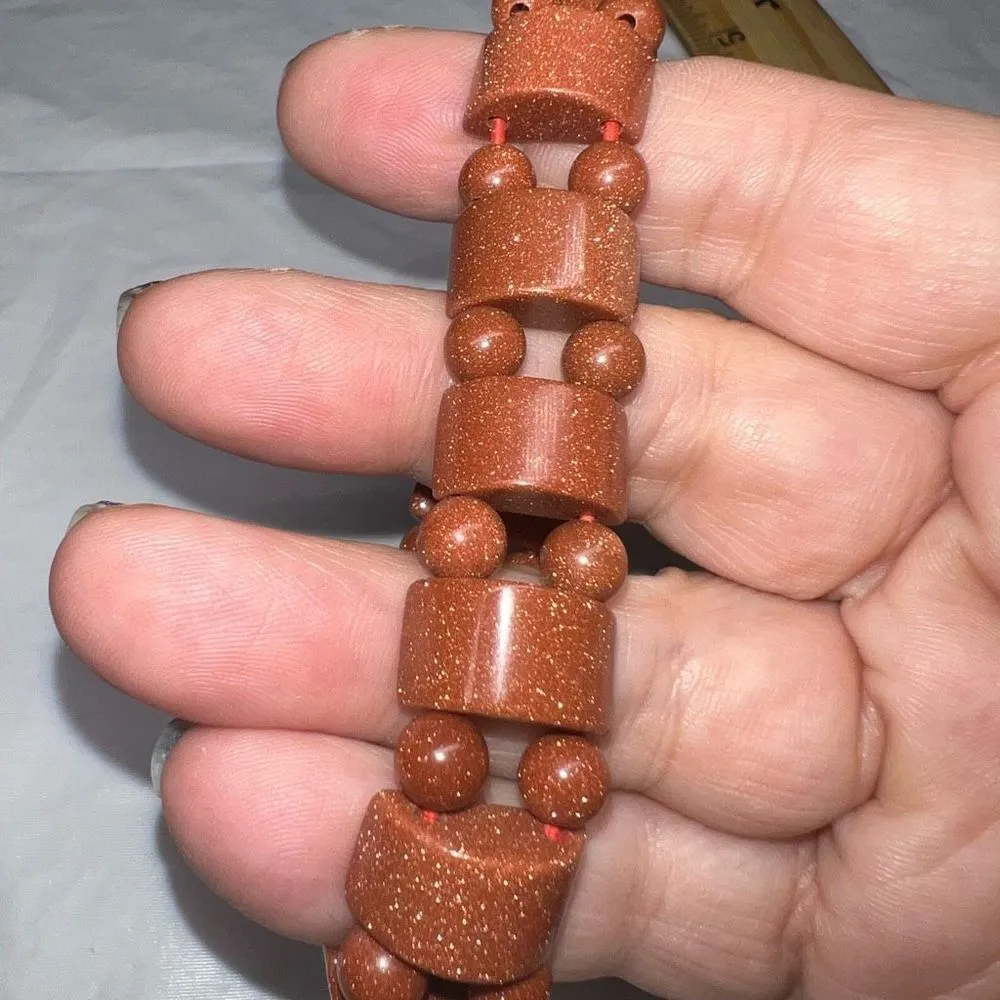 One Goldstone Tanker Bracelet, Goldstone Bracelet, Stretch Bracelet, Energy Brac Gold - Image 5