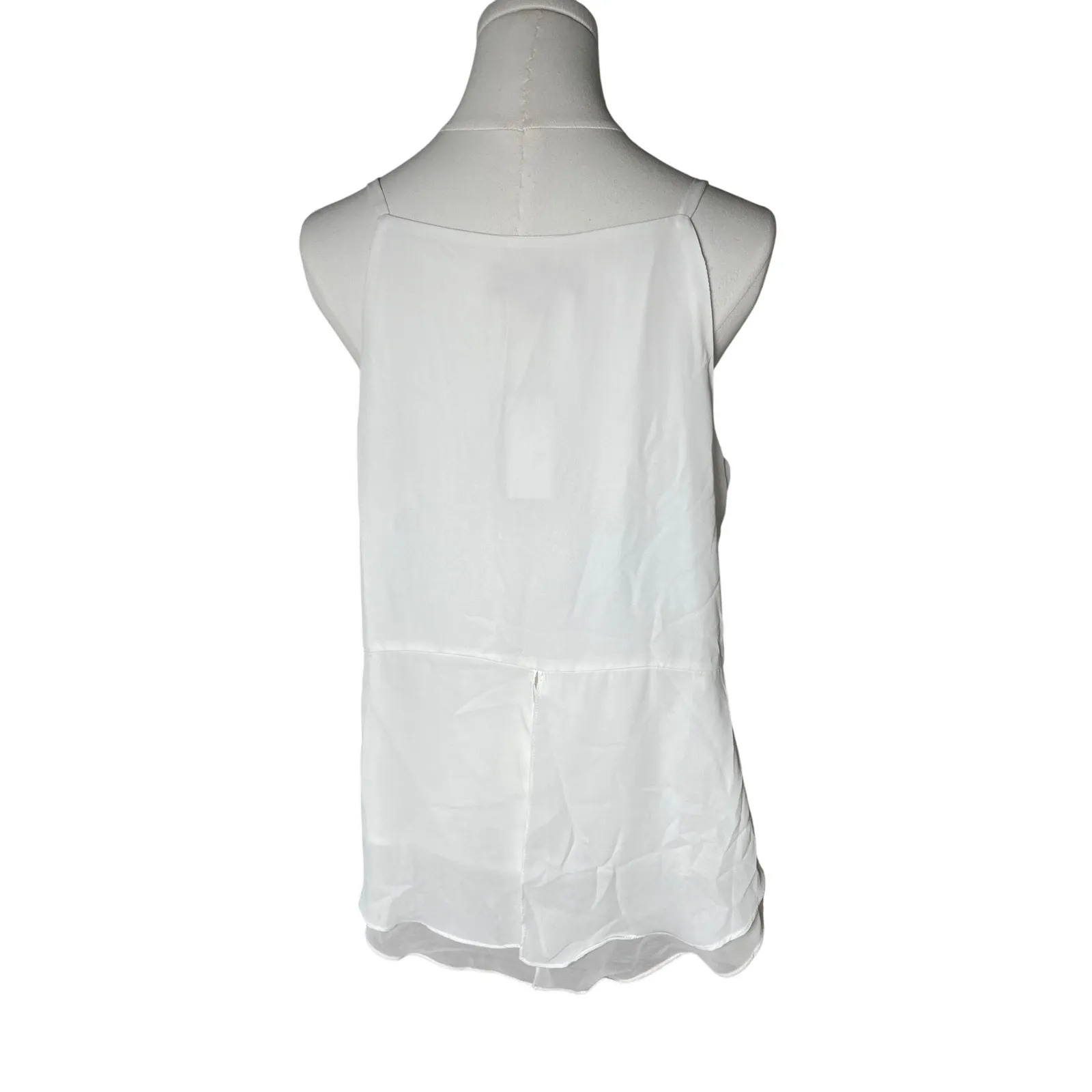 Philosophy White Camisole‎ Tank Top M V Neck Sheer Inset Lined Blouse Size M - Image 4