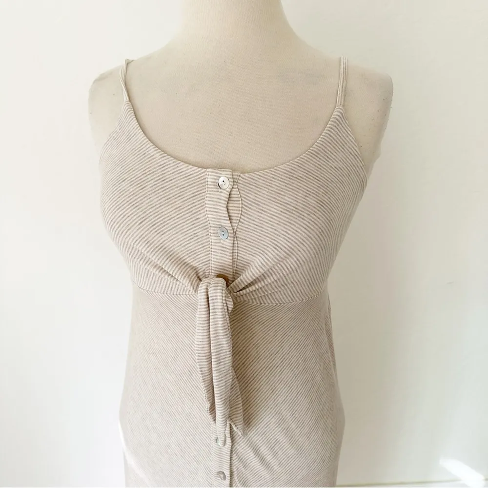 Anthropologie Saturday Sunday Striped Tie and Button Front Comfy Maxi Dress | L - Image 3