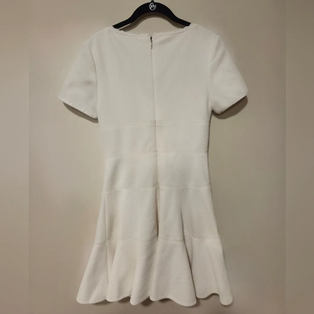 Rebecca Taylor White Scalloped Scoop Neck Tiered Mini Dress Size 6 - Image 4