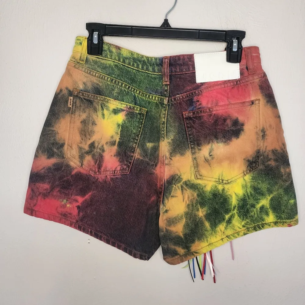 New MSGM Tie dye denim shorts size 8 Red - Image 6