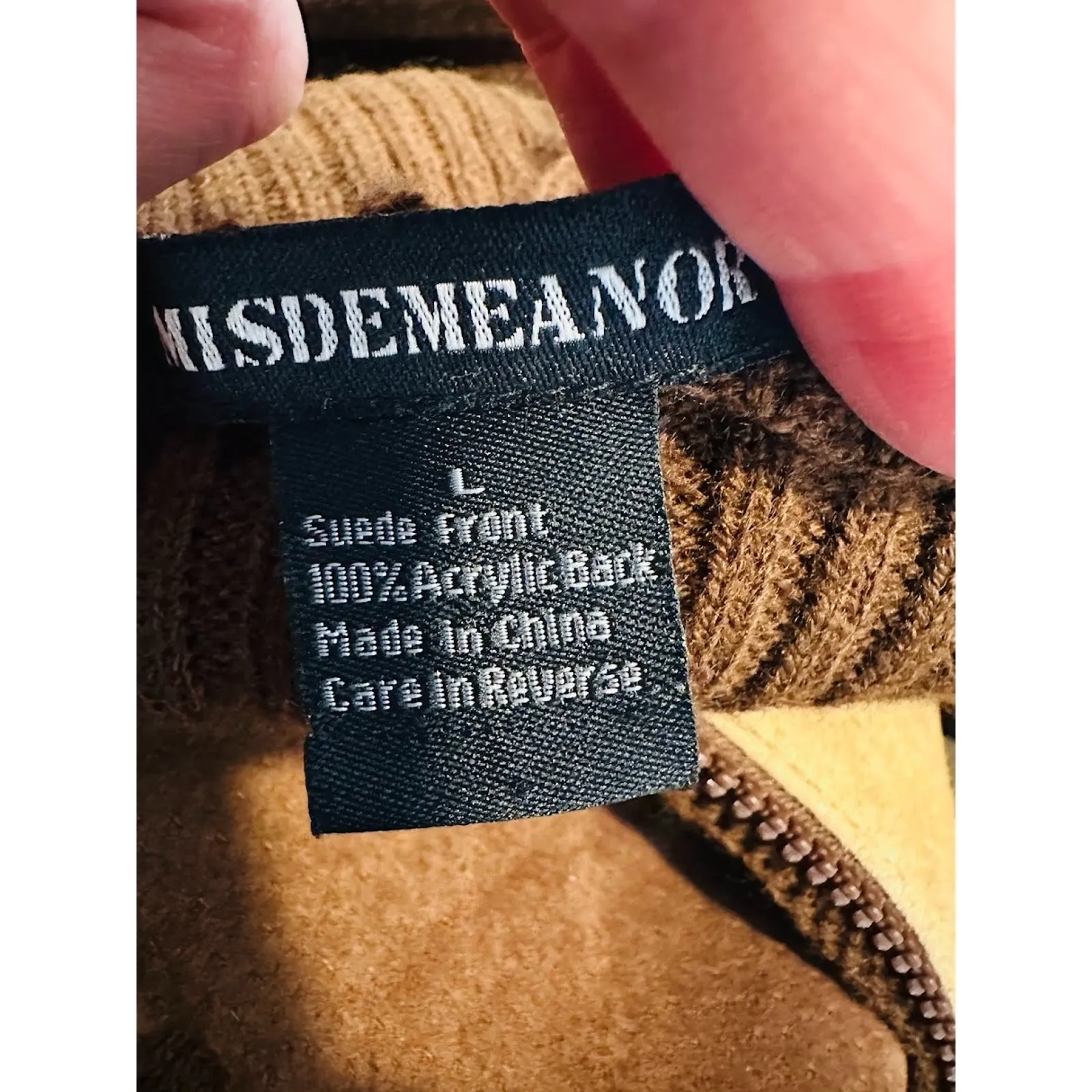 Vintage Y2K Misdemeanor Patchwork Suede Hooded Duster Cardigan Sweater Jacket L Brown Size L - Image 6