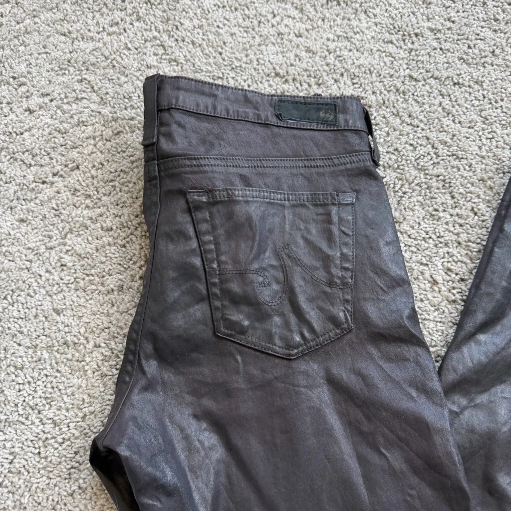 AG Adriano Goldschmied Legging Super Skinny Brown Coated Leatherettes Size 28 - Image 2