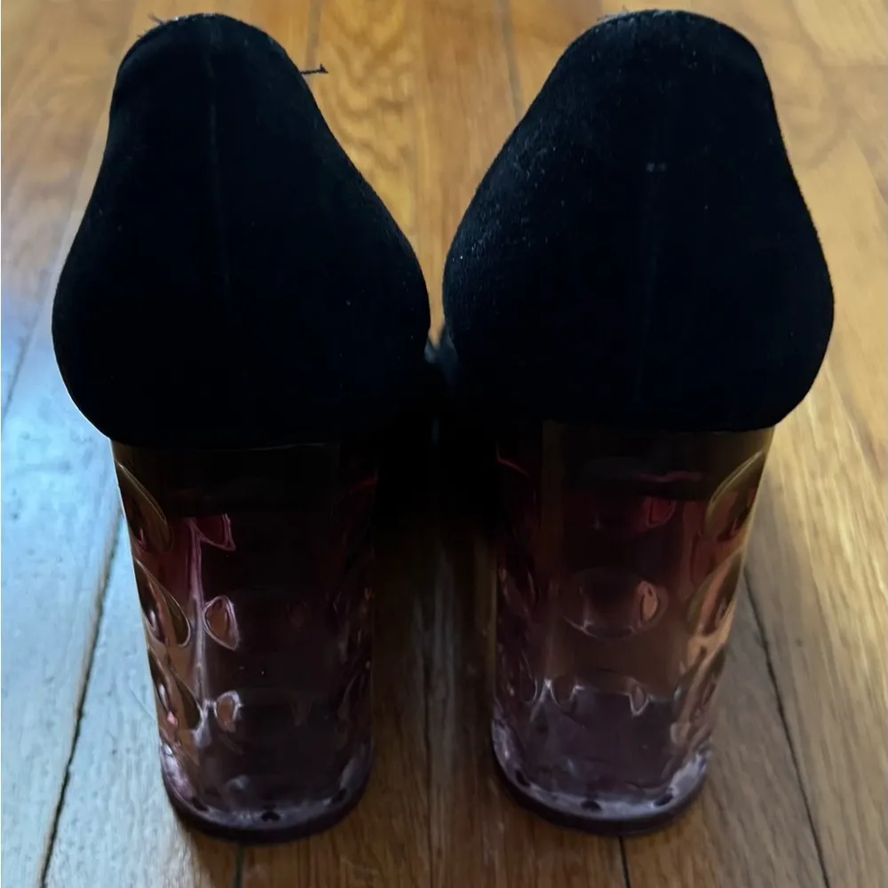 Nicholas Kirkwood Black and Pink suede chunky textured Heels six 37.5 square toe Size 7 - Image 10