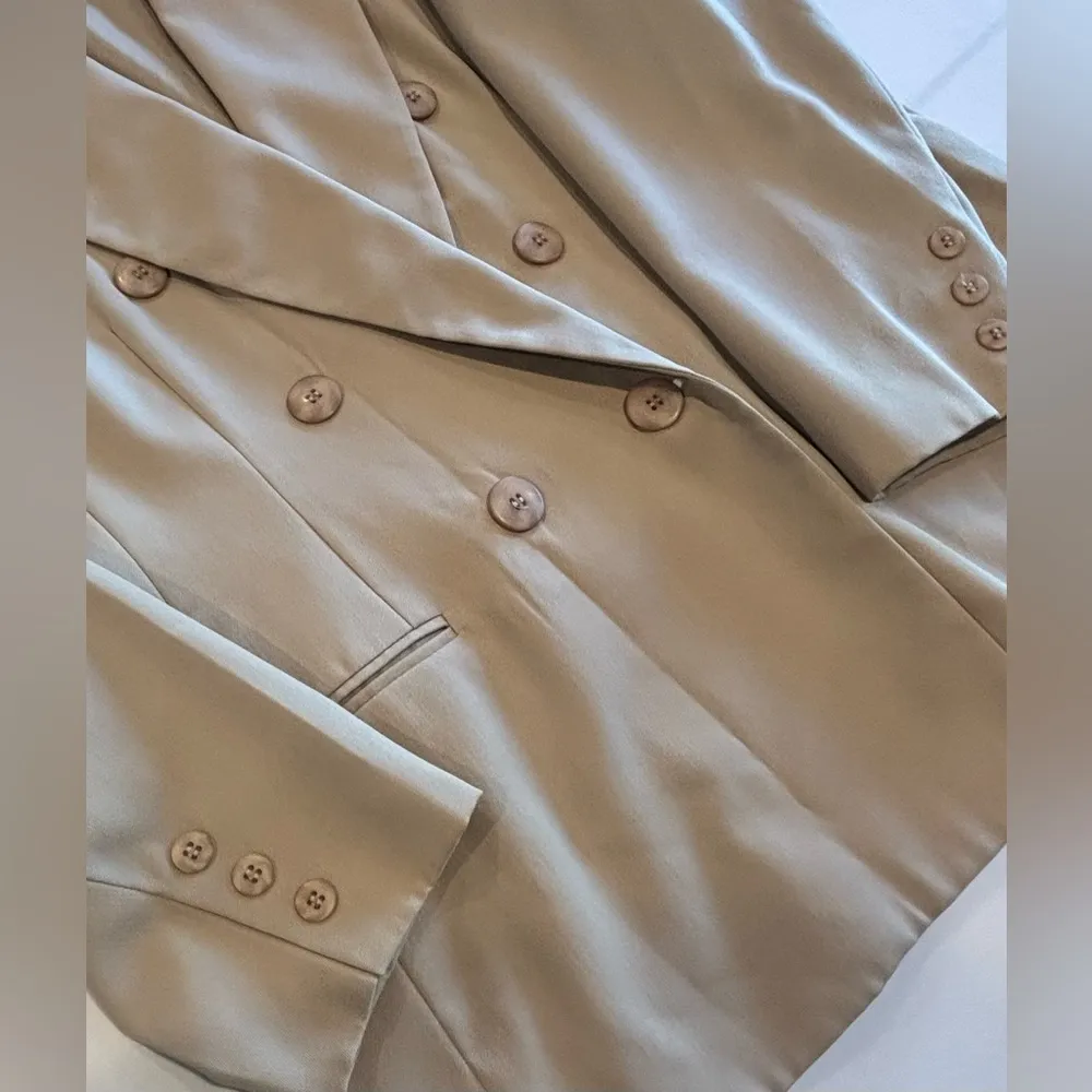 VINTAGE 90s Jacqueline Ferrar Oversized Neutral Tan Women’s Blazer‎ Misses Sz 16 - Image 6