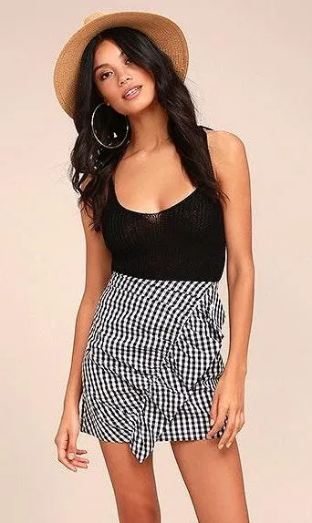 Lulus Checkered Ruffle Skirt - Image 2