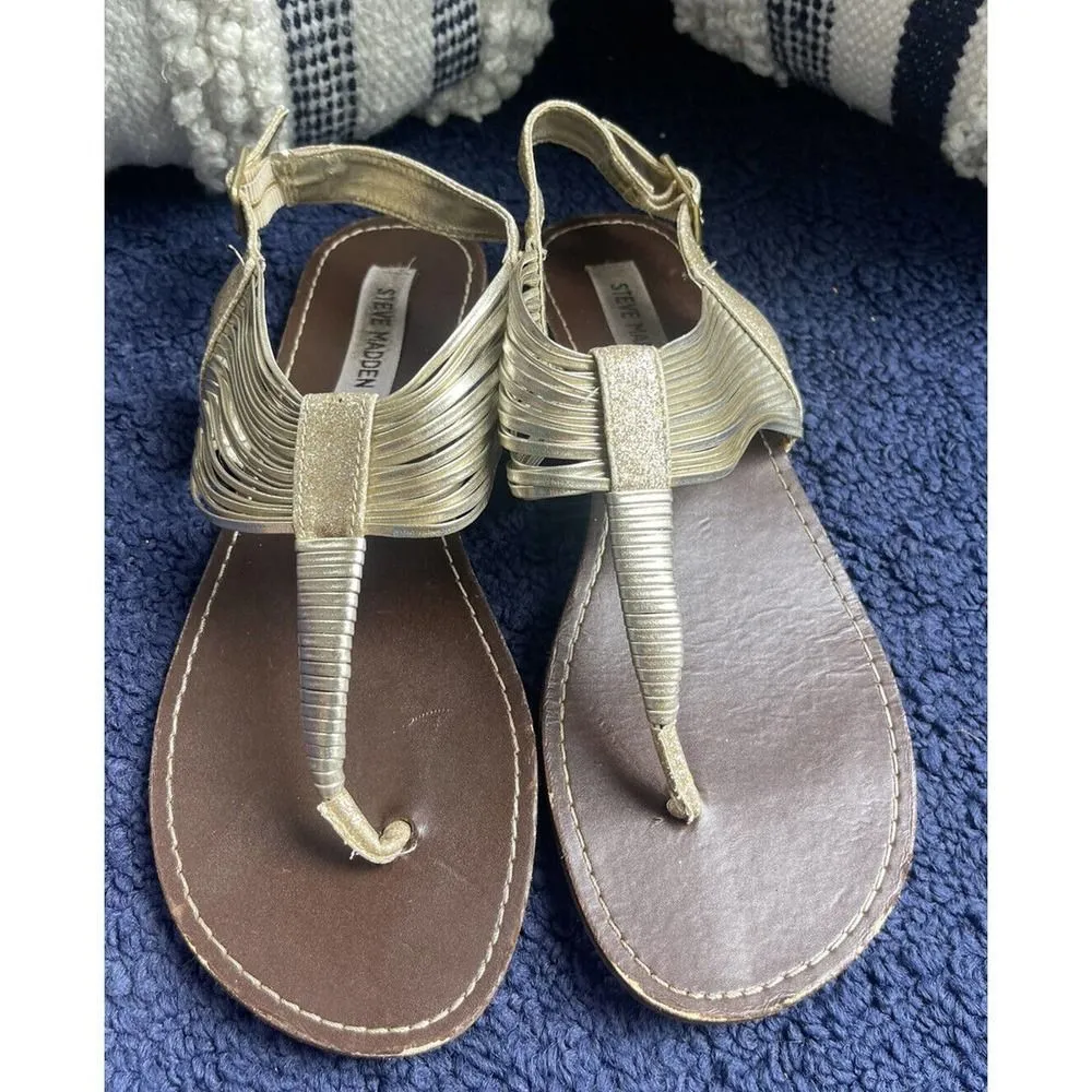 Steve Madden “Stacie” Strappy Gold Sandal Boho Peasant Bohemian Festival Size 8 - Image 3