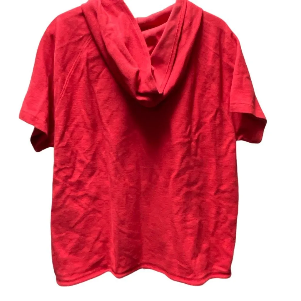 Liz Claiborne Woman size 1X red hooded zip front  top short sleeves. - Image 2