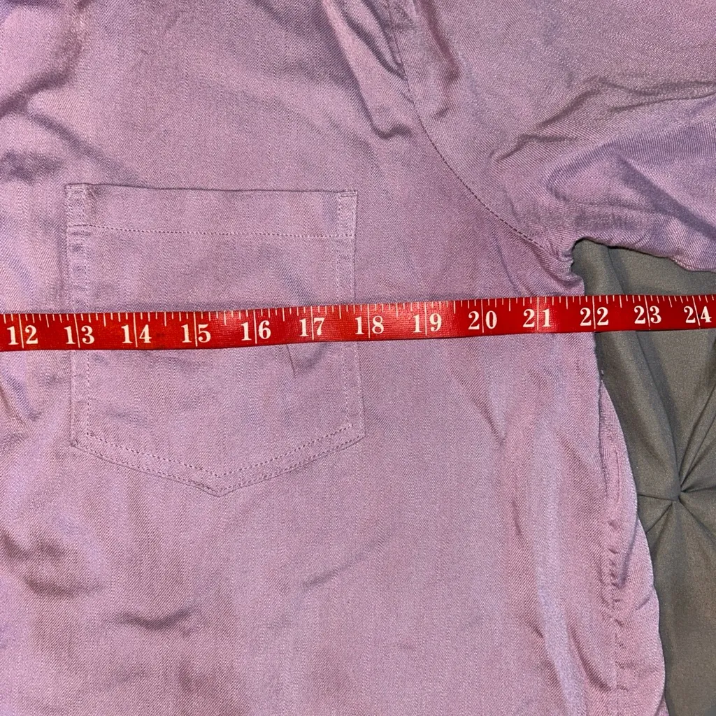 Beach Lunch Lounge Purple Button Down Shirt Flowy Loose Fit 100% Viscose LG - Image 6