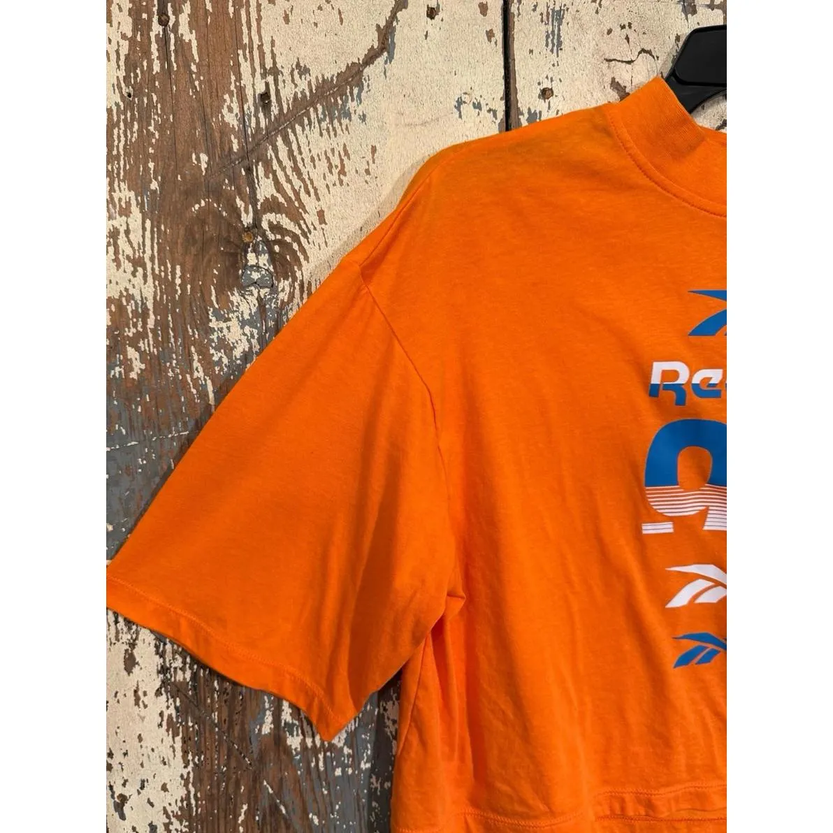 Reebok Sz Small Womens HTF Meet You There MYT Crop Graphic 95 T-Shirt Orange - Image 3