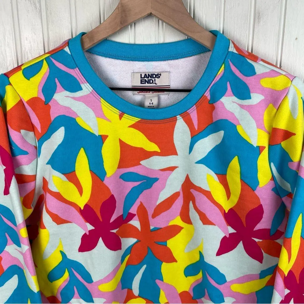 Lands' End Serious Sweats Crewneck Long Sleeve Sweatshirt Women's Size Small Blue - Image 3